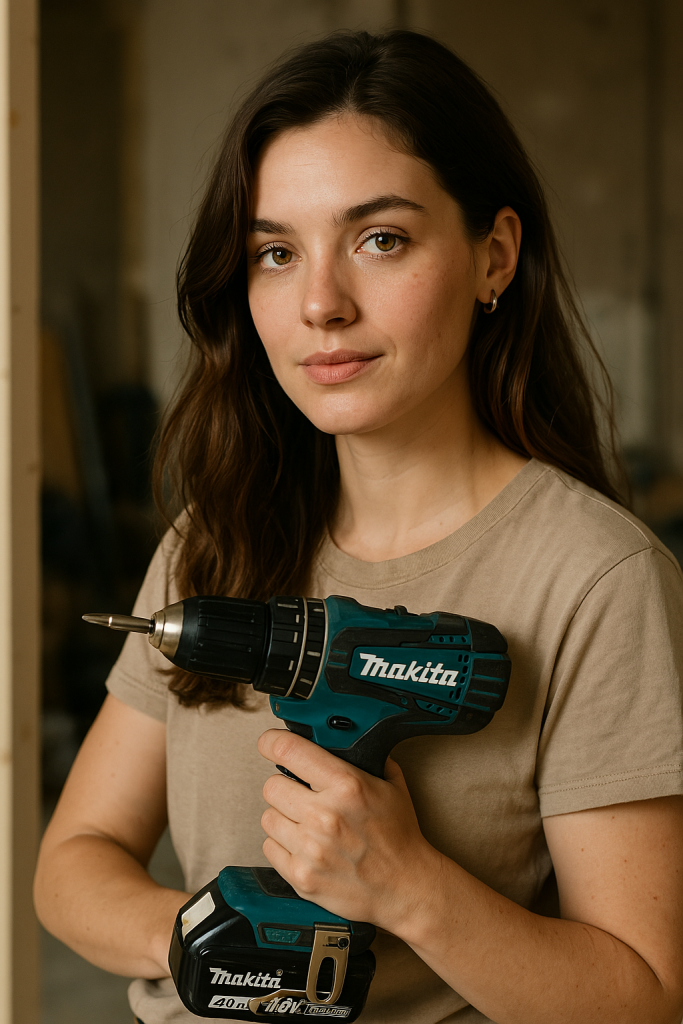 Frau mit Akkuschrauber